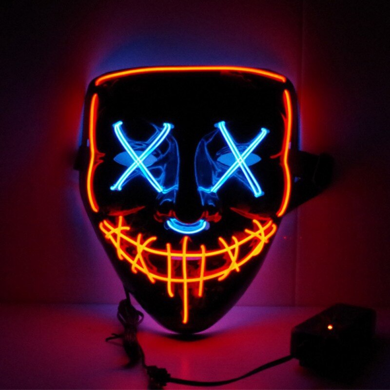 Halloween LED Mask Purge Masks Election Mascara Costume DJ Party Light Up Mixed Color Masque Glow In Dark Cosplay Mask