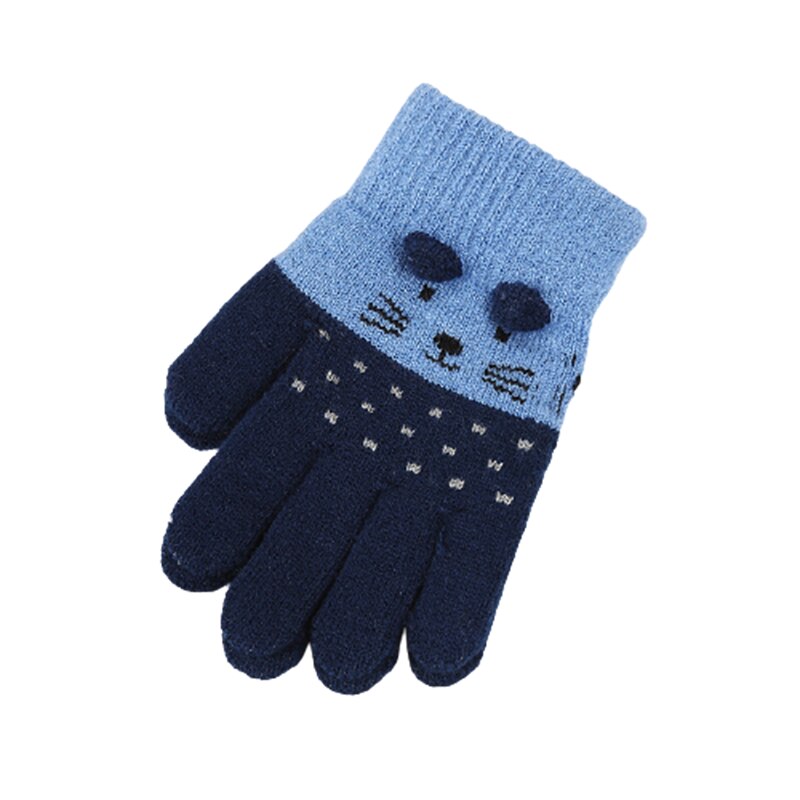 1 Paar Kinderen Kids Winter Warm Thicken Handschoenen Meisjes Jongens Peuter Leuke Kat Wanten Imitatie Kasjmier Vinger Handschoenen Voor 3-7Y