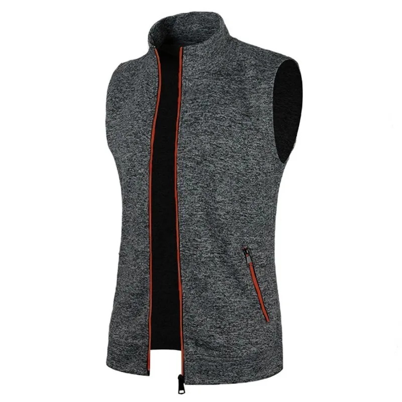 Nuovi cappotti da giacca senza maniche con cerniera da uomo Felpe a collo alto calde da esterno Traspirante Tinta unita Streetwear Canottiere atletiche: XL / Cielo Blu