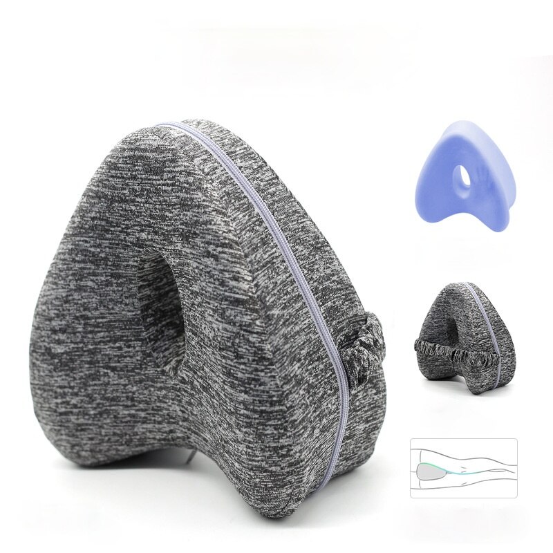 Almohada ortopédica con memoria en forma de corazón, pinza de algodón para pierna, espuma viscoelástica, alivio de cadera, cuña trasera: Gray