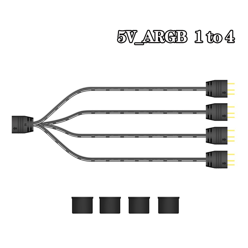 5V 3 Pin 3pin to SATA ARGB Mini Adapter Controller HUB Computer Fan LED Lighting CPU Cooler Water Cooling RGB Control Cable: 1 to 4 ARGB Cable