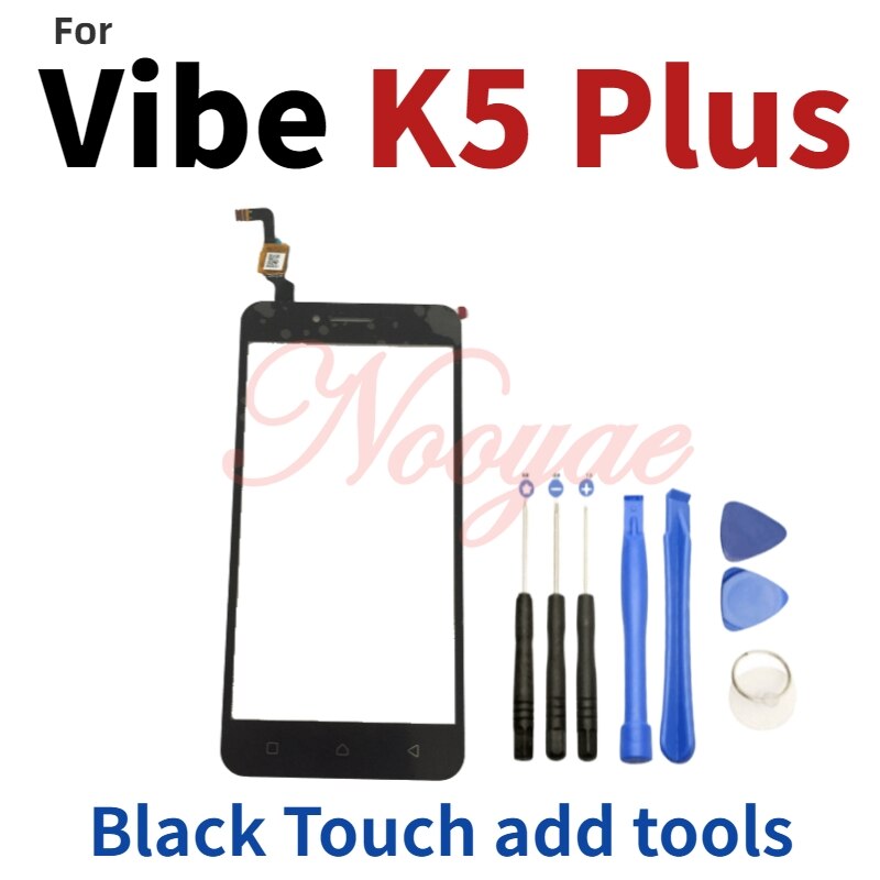 Para Lenovo Vibe K5 / K5 Plus A6020A46 A6020l36 a6020l37, Panel frontal con pantalla táctil, Sensor de cristal, pantalla digitalizadora de lente: black K5P add tools