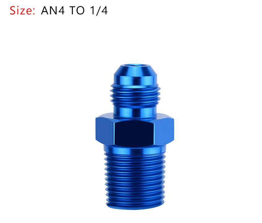Areyourshop bil 1pc an4 an6 an8 an10 an12 npt rett fyringsolje luftslangetilpasning hannadapter blå bil biltilbehør: An4 to 1 4 npt