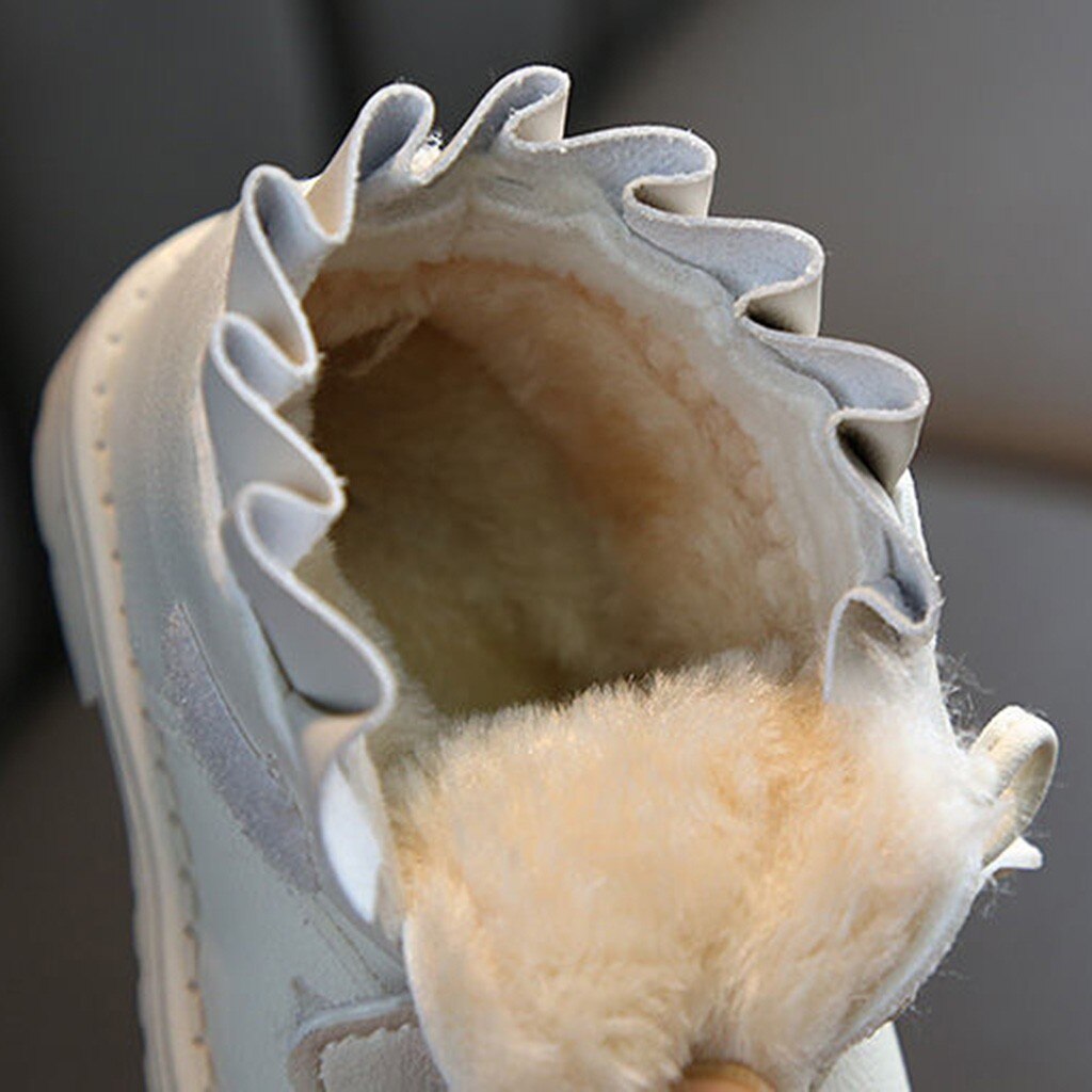 Bota infantil para neve, bota com laço para bebês, de inverno, botas curtas e quentes para meninas