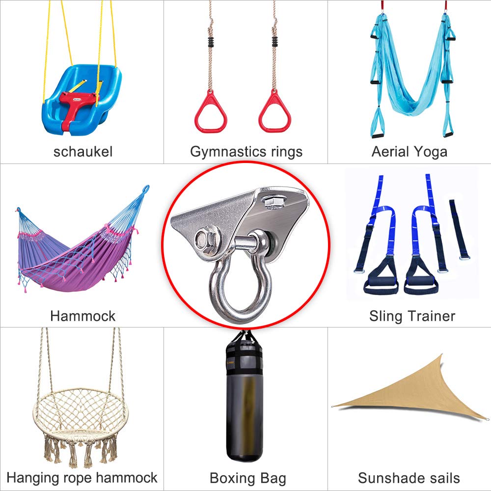 Luftschaukel-Aufhänger, 500 kg Kapazität, Deckenhalterung für Yoga, Hängematte, Stuhl, Sandsack, Boxsack, Schaukelzubehör aus Edelstahl 304