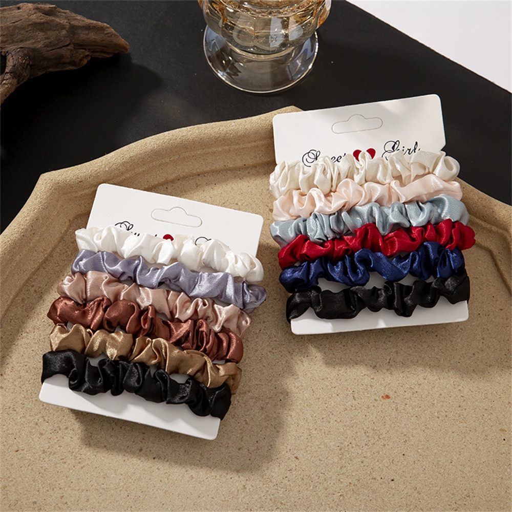 Conjunto de lazos de goma para el pelo para mujer y niña, gomas para el pelo de color liso elástico, accesorios para el cabello, 5/6 uds.