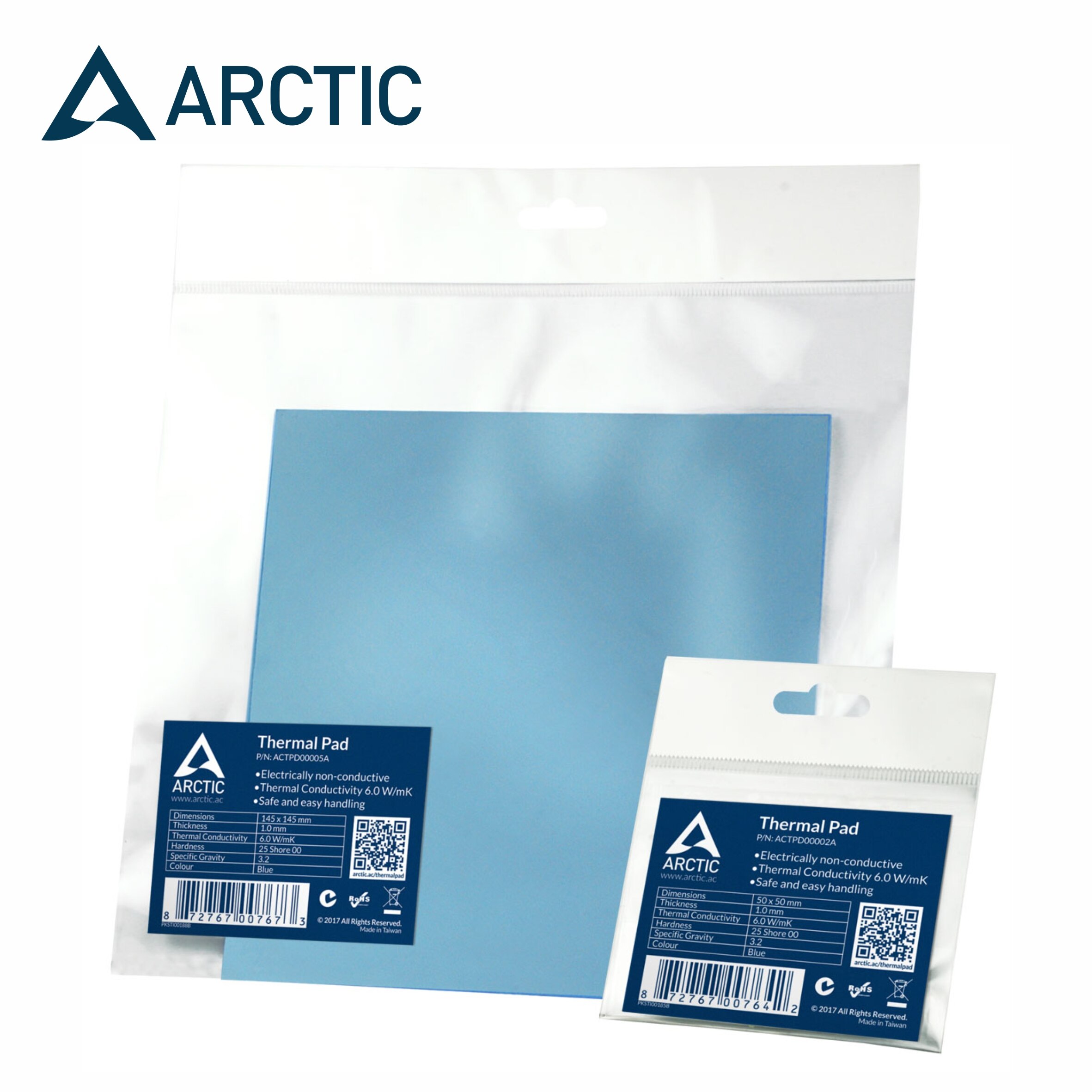 ARCTIC Thermal Pad 6.0 W/mK 0.5mm 1.0mm 1.5mm Thermal Mat 50x50mm 145x145mm High Efficient Thermal Conductivity Thermal pad