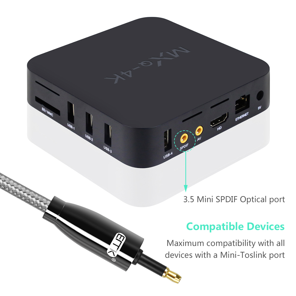 EMK Optisches Kabel 3,5 Mini Toslink zu Toslink Kabel Digitales SPDIF Glasfaser-Audiokabel Toslink 3,5 auf 3,5 Audiokabel 1 m 2 m