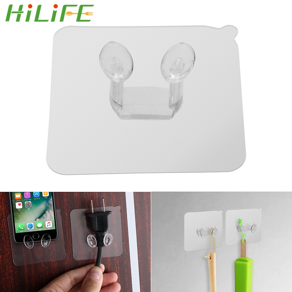 HILIFE Wall Mounted Self Sticky Hooks 5pcs Strong Adhesive Hook Power Plug Socket Hanger Holder Multifunction Wall Storage Hooks