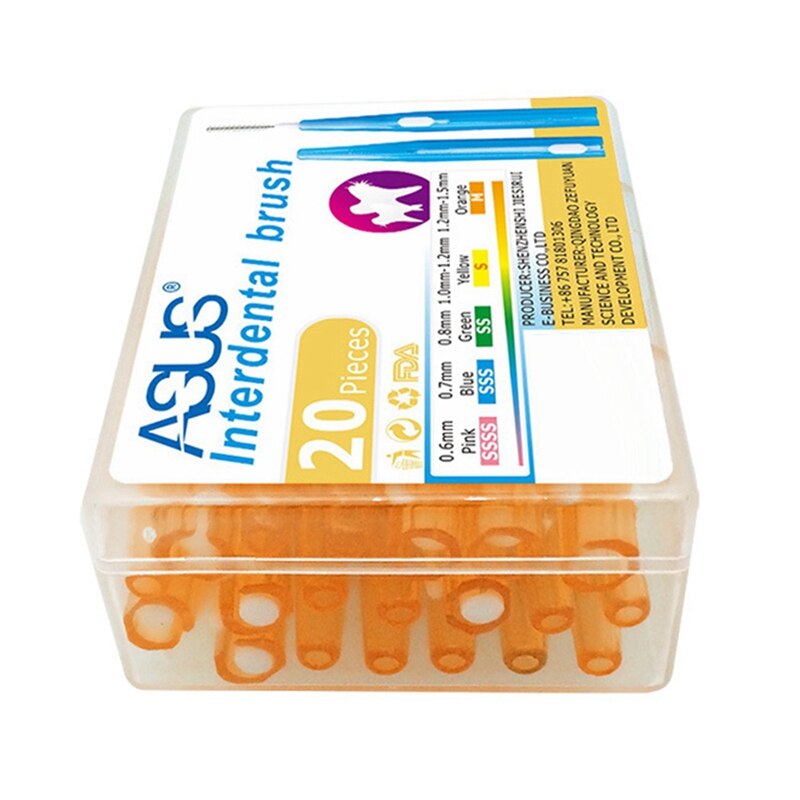 40x ASUS Push-Pull Interdental Brush Tooth Pick Tooth Orthodontic Toothpick Toothbrush Yellow &amp; Orange