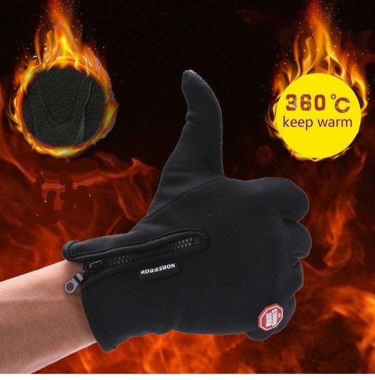 Gants en polaire écran tactile antidérapant étendu 24cm polaire chaude imperméable/coupe-vent gants d'hiver unisexe gants pour SmartPhone