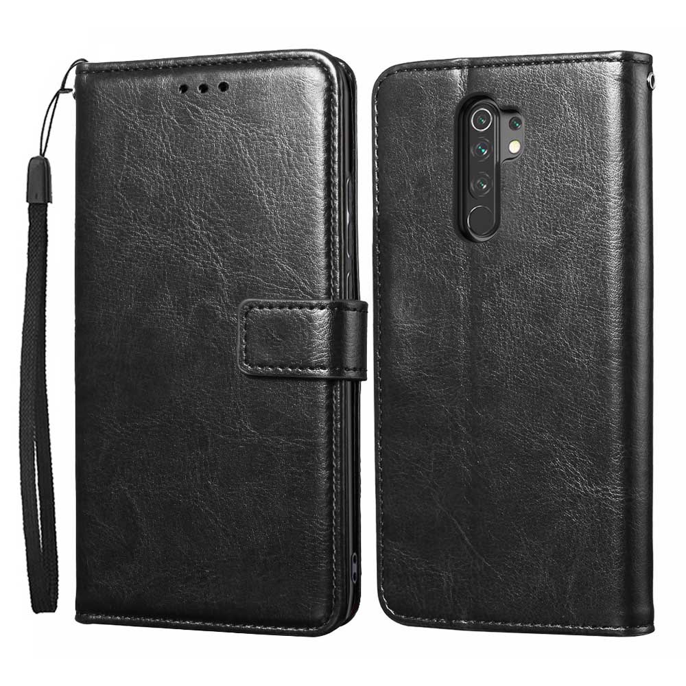 For Xiaomi Redmi 9 Case Flip Luxury case For Redmi 9 Case cover Wallet Leather Book Magnetic Phone Case Coque Capa: Style 1 Black