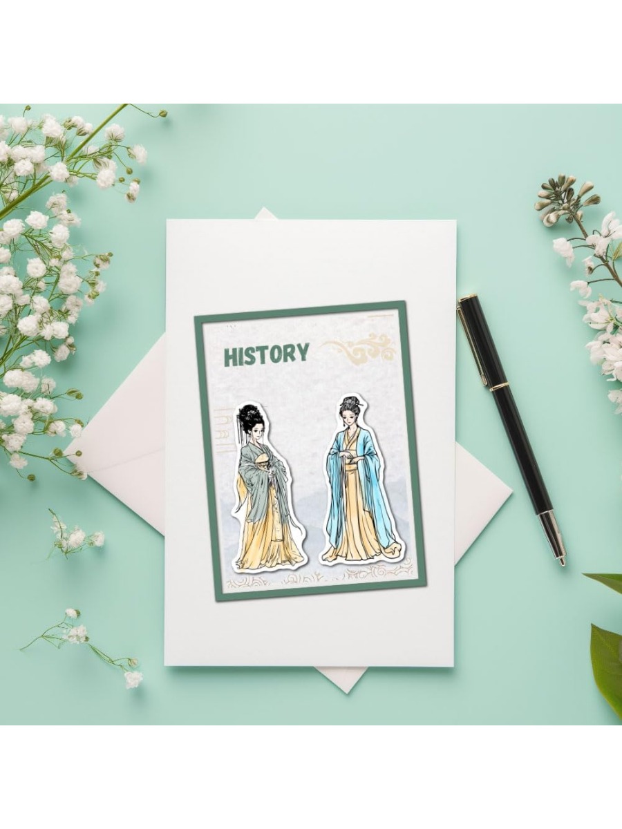 1 Vel Hanfu Vrouwen Clear Stempels Oude China Lady Siliconen Clear Stempel Zeehonden Fan Transparante Stempels voor DIY Scrapbooking Kaarten