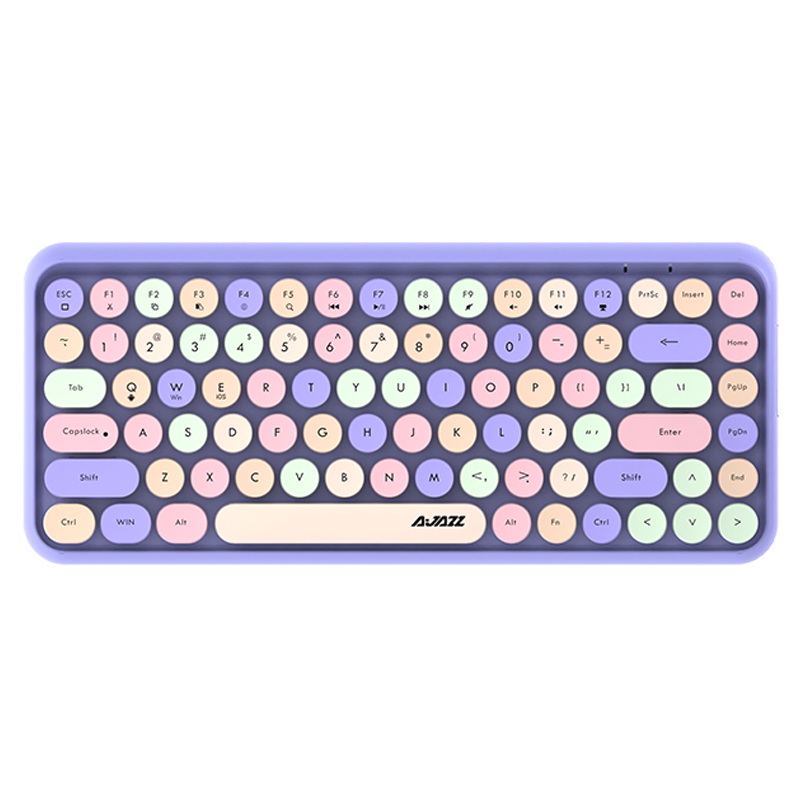 Ajazz 308I Draadloze Toetsenbord 18/84 Toetsen Ronde Keycap Bluetooth Toetsenbord Draagbare 2.4Ghz Numeriek Toetsenbord Voor Tablet Laptop Android: mix Purple