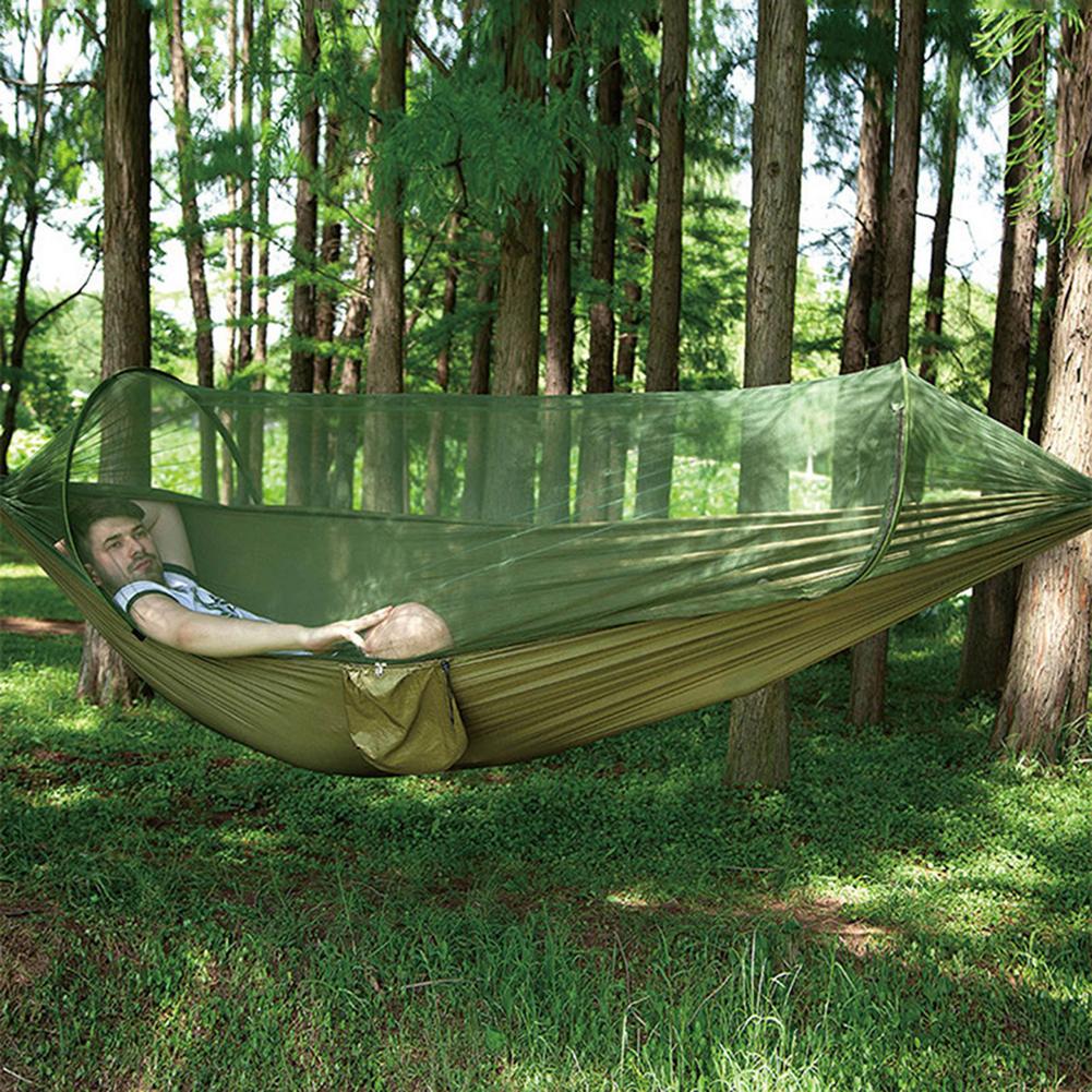 Hamac de Camping avec moustiquaire Pop-Up, lit-balançoire d&#39;extérieur Portable, Parachute,