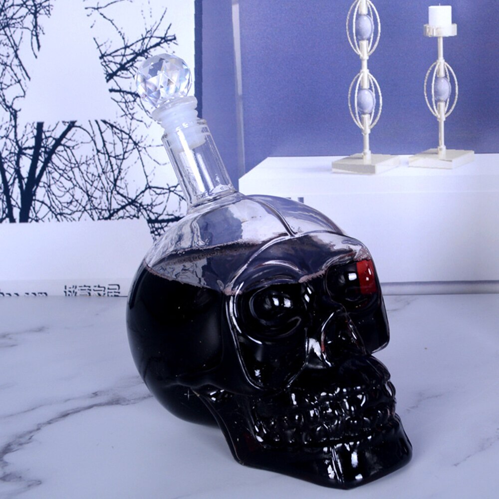 Crystal Skull Head Bottle Whiskey Vodka Wine Decanter Bottle Whisky Glass Beer Glass Spirits Cup Water Glass Bar Home 5: 550ml