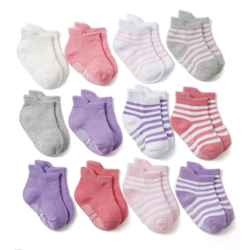 12 paare/los freundlicher Baumwolle Baby Boden Socken Junge Gril Art Kurze Socken Nicht-Unterhose 1-5 Jahre: TWS0636Mädchen / M 1 zu 3 Jahre