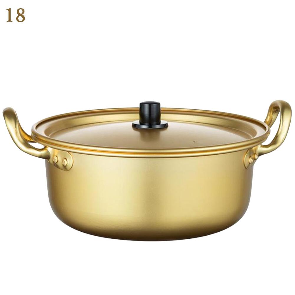 Aluminium pot korean ramen nudler pot gul aluminium suppe pot med oxideret belægning hurtig opvarmning køling til køkken #cw: 18cm