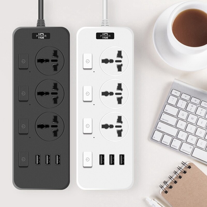 Power Strip with USB with 3 Outlets 3 USB Charger, Multifunction Desktop Charging Station for Home Office Dorm