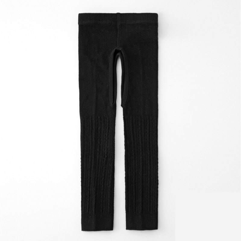 Vita byxor med öppen säte för barn flickor leggings vår höst spädbarn stickbyxor randiga smala småbarn flickor leggings: Svart / S 12 to 24 månader