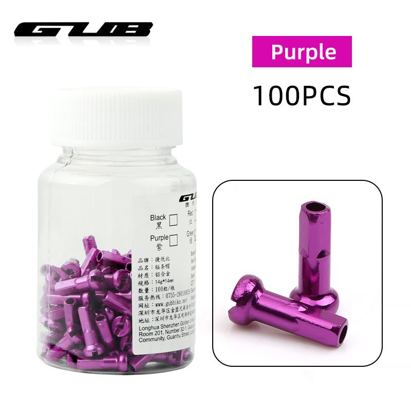 Gub 100 stk eiker nipler cnc-maskinerte elokserte  g14 eiker caps legering lett vekt flerfarge alternativer sykkel hjul felg deler: Snakket nippel fiolett