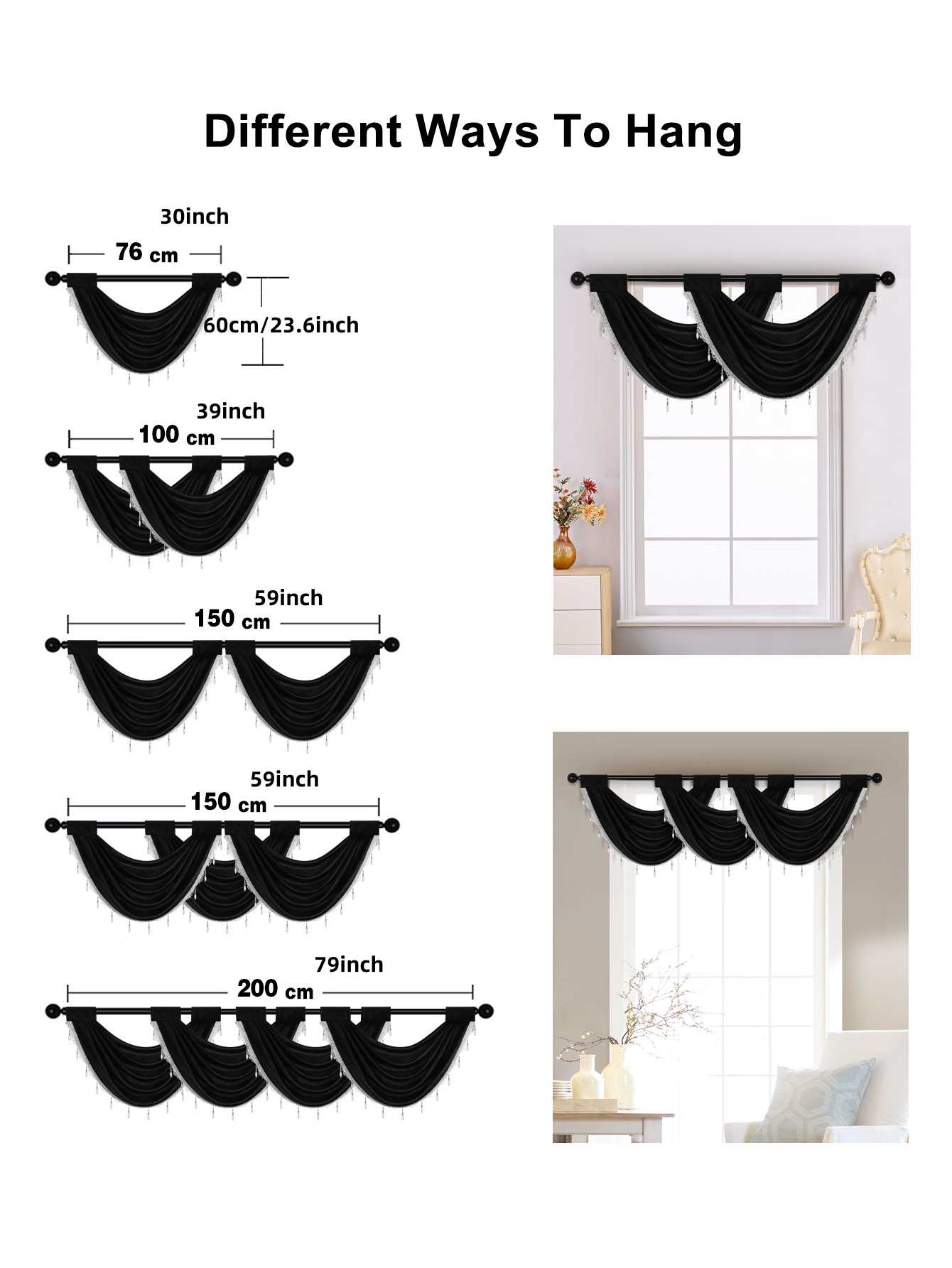 Cantonnière de rideau de fenêtre de Style européen de luxe, 1 pièce, pour salon, poche de tige, cantonnière moderne avec bord de perle de gagner, décor dow