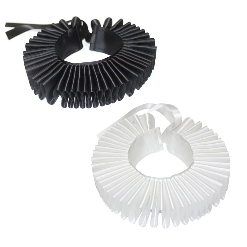 Kobiety dziewczęta wiktoriańnarty renesansowy elżbietańnarty marszczony dekolt kołnierz satynowy błazen Cosplay batalion choker impreza z okazji Halloween kostium sceniczny