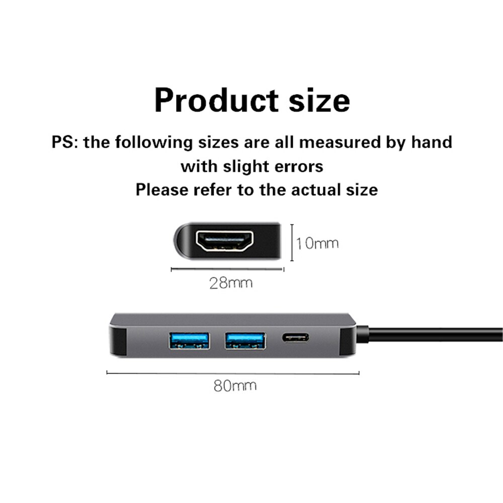 Kawbrown 4 In 1 Multi Usb C Docking Station Ondersteuning Type C Usb 3.0/Hdmi 4K/pd Lading Voor Laptop Macbook Xiaomi Huawei Otg