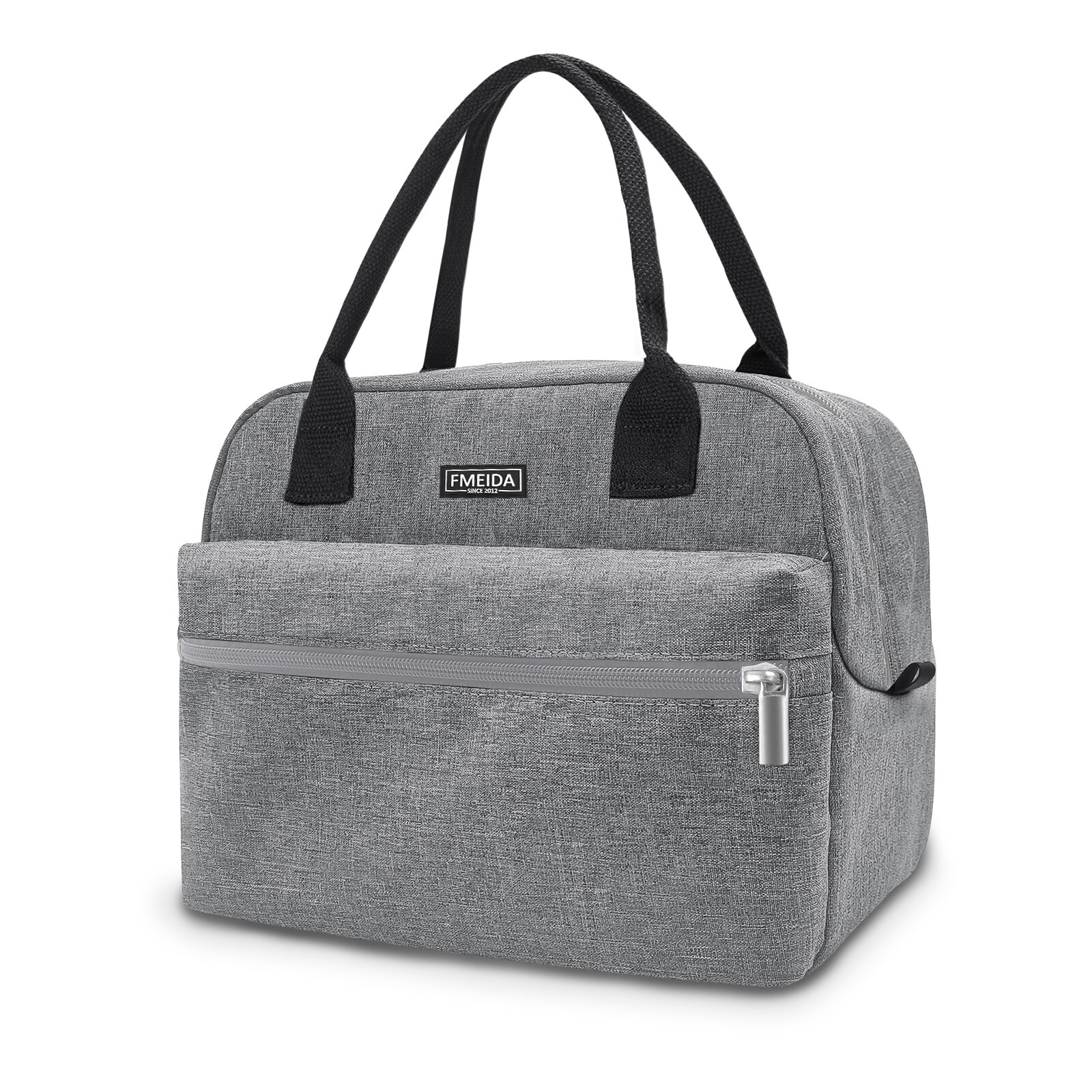 Aosbos Effen Canvas Draagbare Koeler Lunch Tas Thermische Geïsoleerde Multifunctionele Zakken Voedsel Food Picknick Lunchbox Tas Mannen Vrouwen Kids: Grey