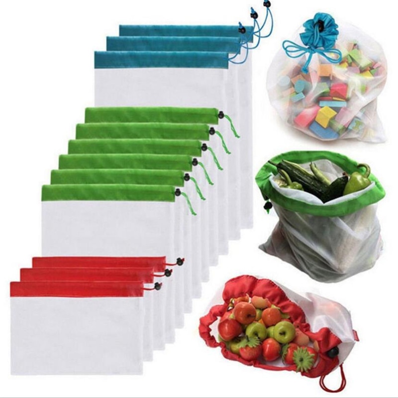 Herbruikbare Mesh Produceren Tas Kleurrijke Wasbare Milieuvriendelijke Tassen Voor Houder Voor Boodschappentassen Fruit Groente Organizer Pouch Opslag