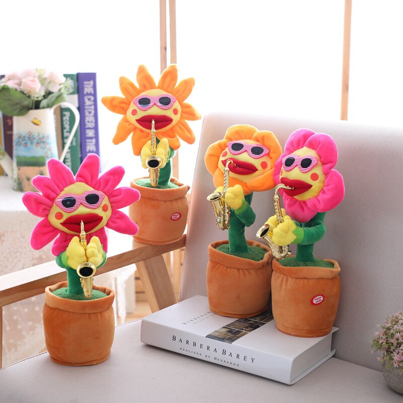 Small Music Baby Sunflower Sun Flower Enchanting Flower Saxophone Dancing And Singing Electric Magical Funny