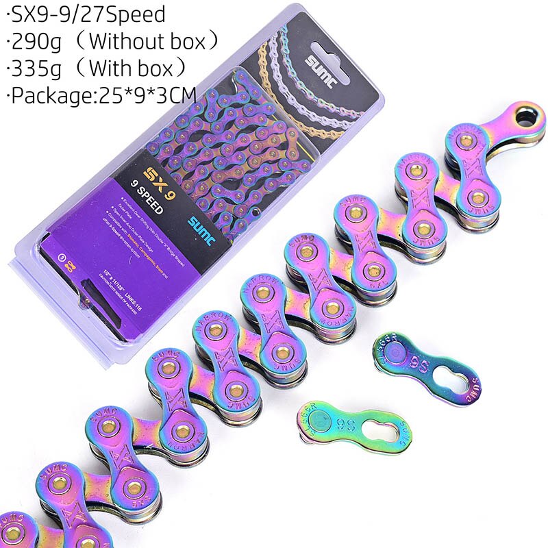 Bicycle chain Rainbow SUMC road bike mountain bike variable shifting chain 9 10 11 12 speed for M8000 M6000 M9100 M610 MTB parts: SX9 Rainbow