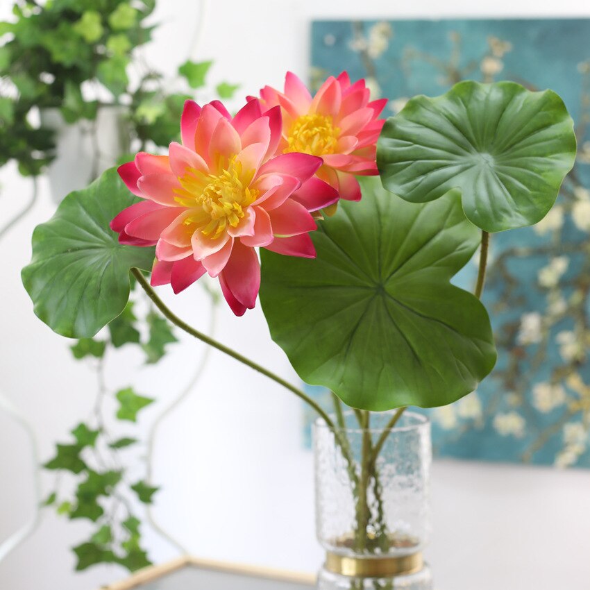 Kunstmatige zijde lotusblad groen lotusblad nep bloem woonkamer vaas bruiloft desktop accessoires nep bloem