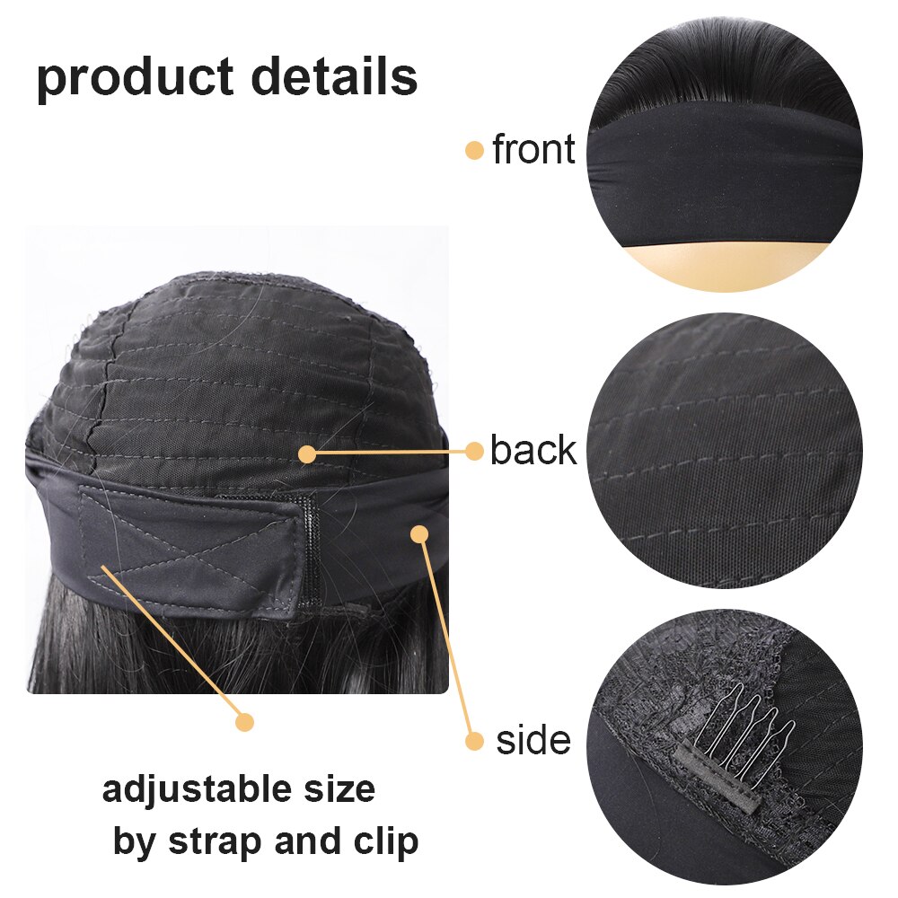 Stamped Glorious Synthetic Headband Wig Black Wig Long Straight Hair Heat Resistant Fiber Synthetic Wigs for Black Women