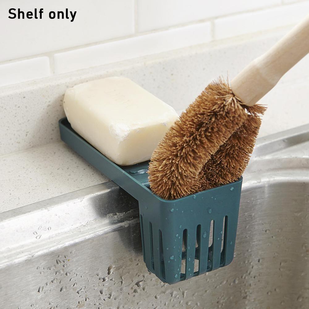 Kitchen Fork Spoon Container Sink Drain Shelf Brush Sponge Holder Organizer Desktop Suction Cup Hanging Storage Basket Rack