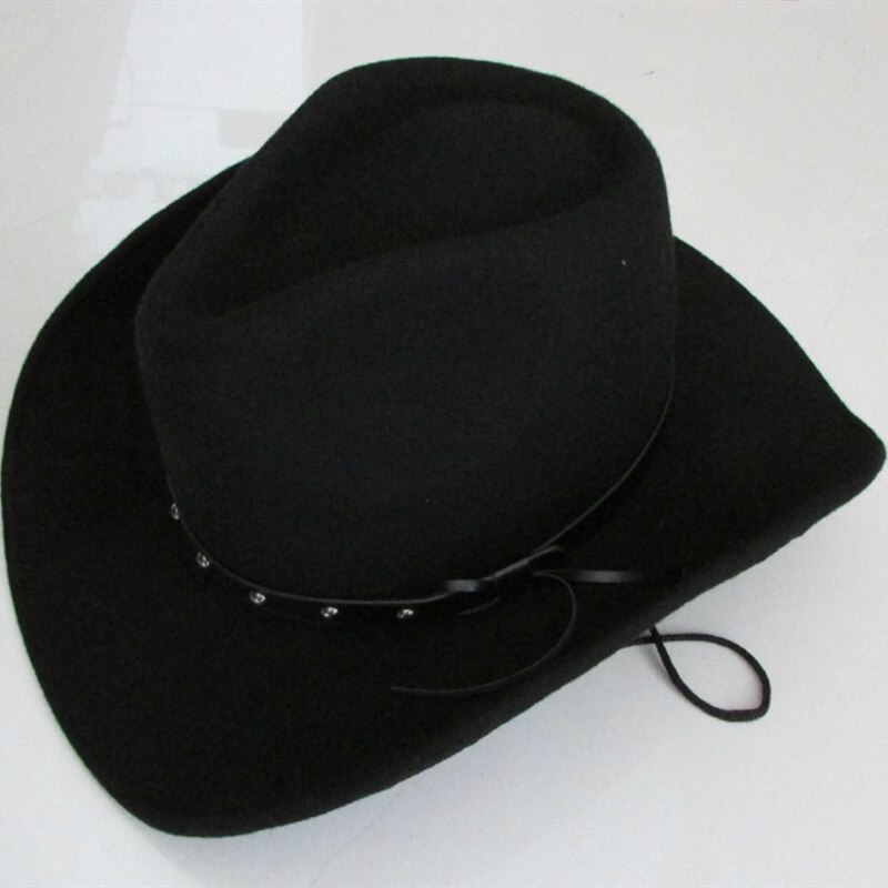 Uld cowboy vestlige hatte til mænd vestlige sombrero de hombre cappello uomo cowgirl land vild vest ko dreng hatte: Sort / Xl (60-62cm)