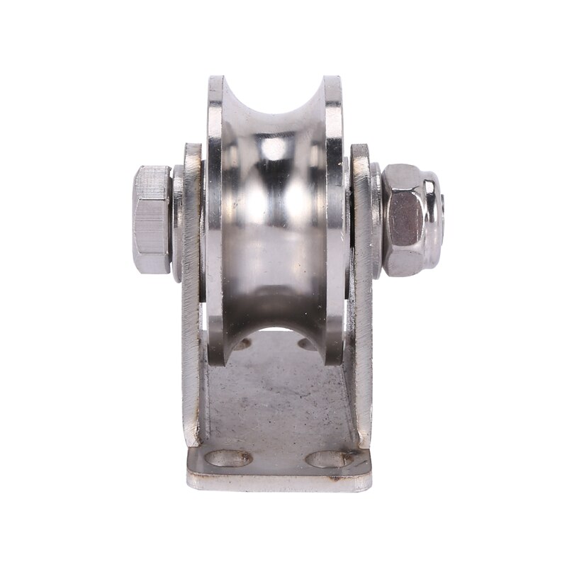 1Pack U-Type Stainless Steel Pulley Block Mute Bearings Groove Sliding Roller Track Wheel