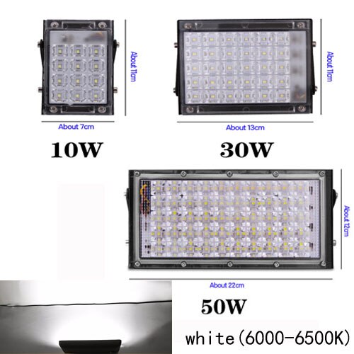Led buitenlamp led spot reflector schijnwerper rgb 10w 20w 30w 50w waterdichte tuin 12v 220v 110v schijnwerper xc: Smd led flood wit