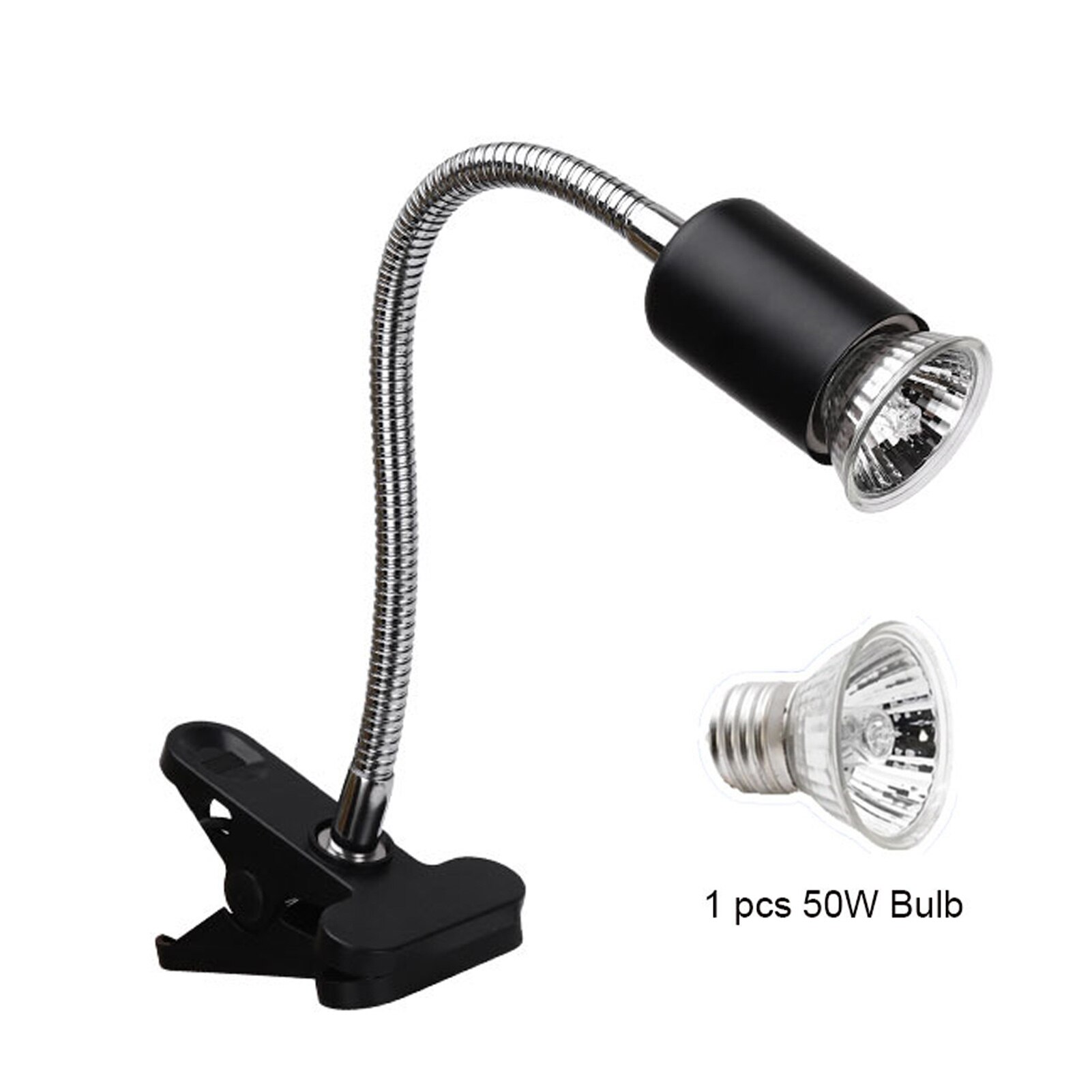 Reptiel Schildpad Warmtelamp Koesteren Lamp Heater Verstelbare Met Clip Aquarium Lamp Inbegrepen Voor Reptielen Hagedis Schildpad Leguanen: BLACK-US-50W