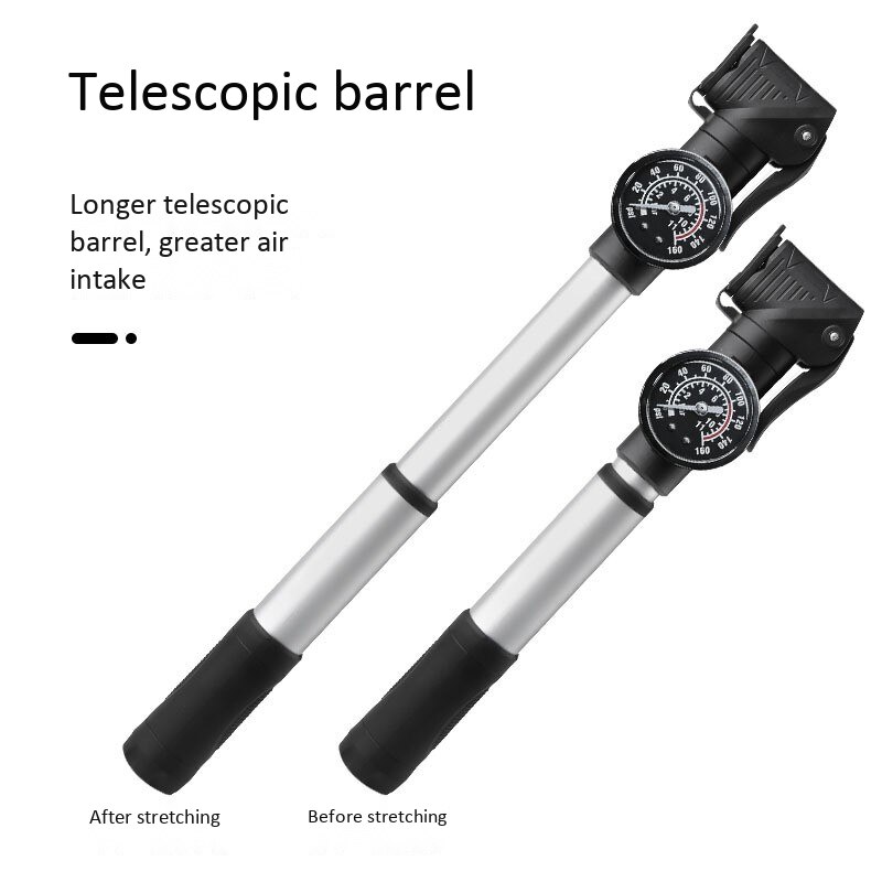 Bike Pump with Gauge Schrader Presta Mini Portable Bike Tire Pump Kit for Mountain Bike Swimming Ring Basketball