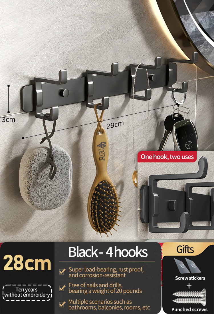 Geen noodzaak om de haak achter de deur te boren, opberghangers, jas- en hoedenhaken, hangers, slaapkameropbergrekken, keukenhaken: green