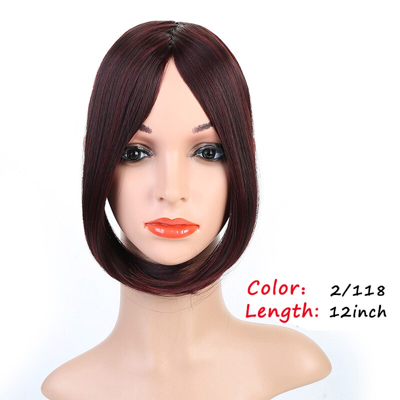 DIANQI Synthetic Hair Natural Middle Part Bangs Straight Clip-in Front Fringe Black Brown Bangs Extensions for Women Daily Wear: 2i118