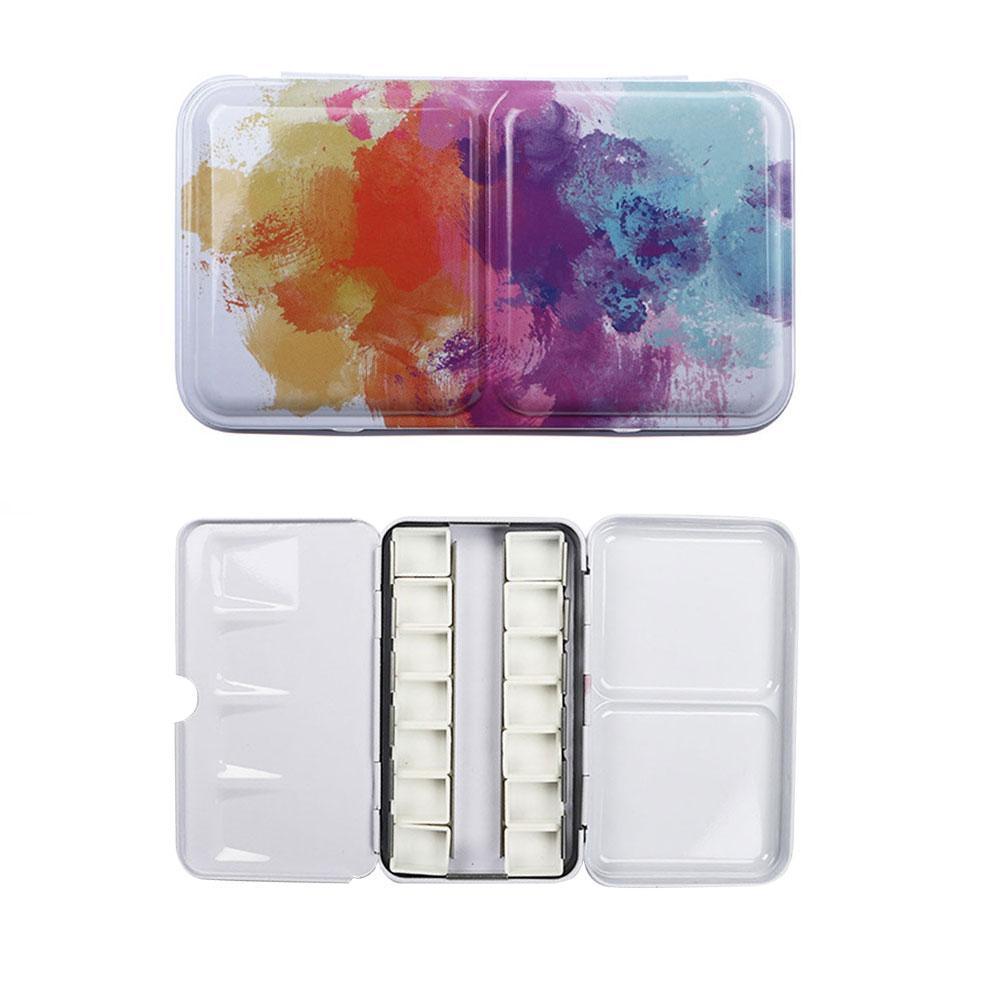 Caja vacía de latas para pinturas de acuarela, almacenamiento de paleta de pintura con 14 cajas de subembalaje para suministros de pintura artística