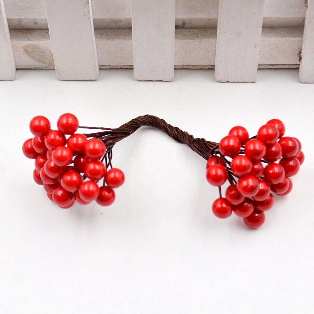 Fleurs artificielles Double tête 9 baies 25 pièces/lot | Décor de fête mariage, décoration artisanale pour bricolage, Scrapbooking: Rouge
