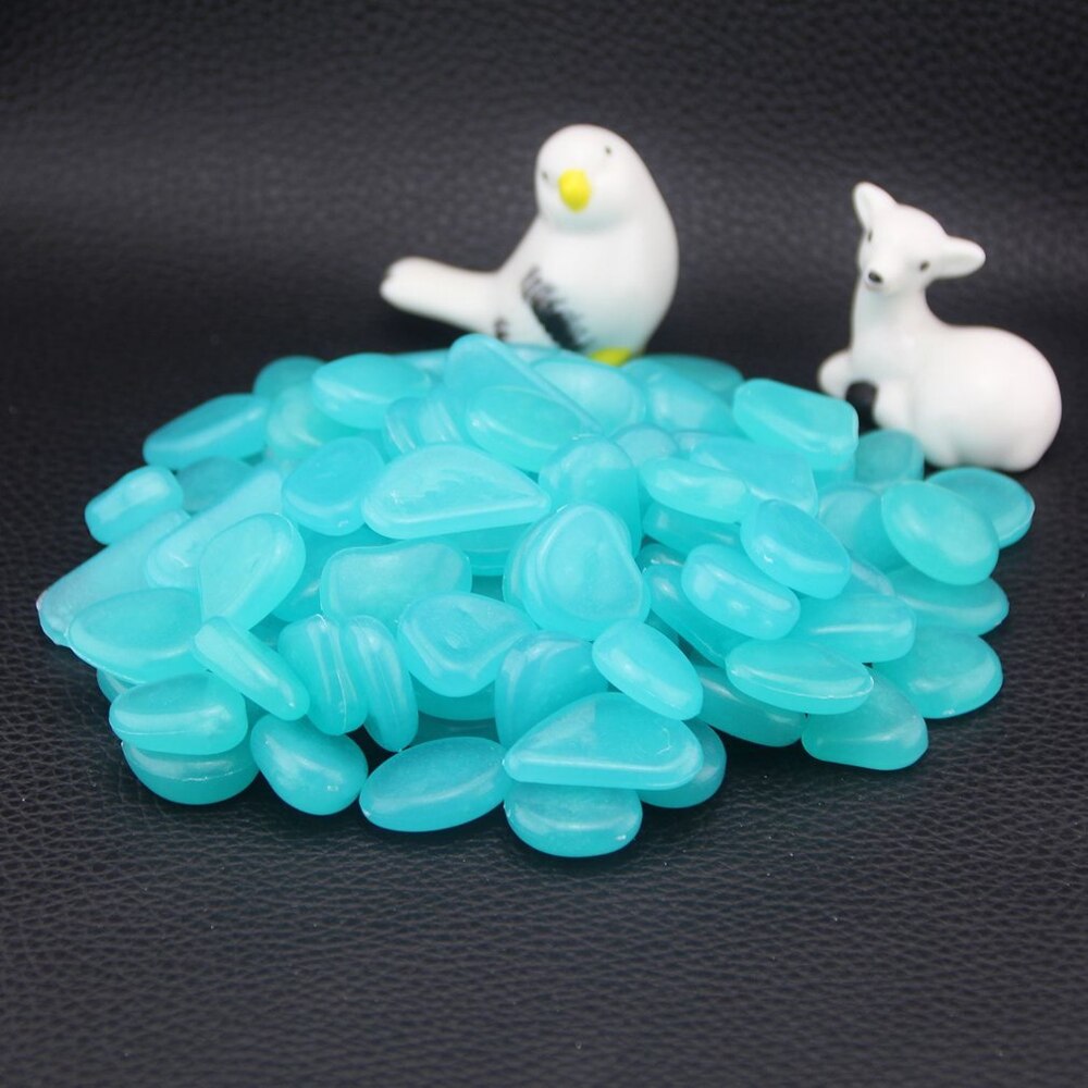 100/200/300 Uds. Brillan en la oscuridad piedras brillantes piedras fluorescentes brillantes piedras luminosas para la decoración del jardín del acuario: blue