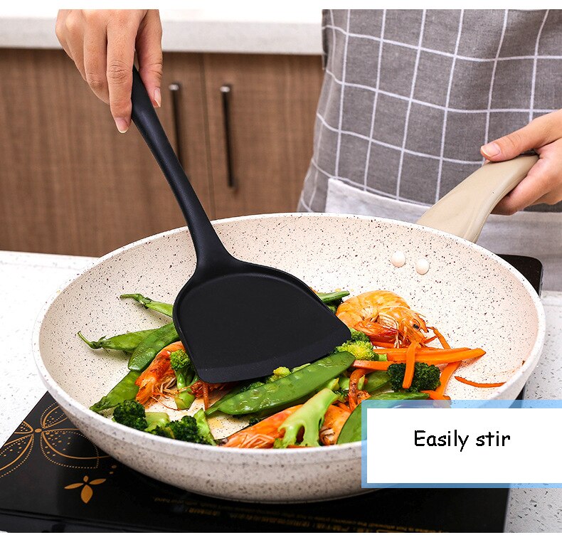 Ennros holdbar letvægts silikone non-stick gryde / ske mad gryde spatel ske køkkenredskaber køkkenredskaber
