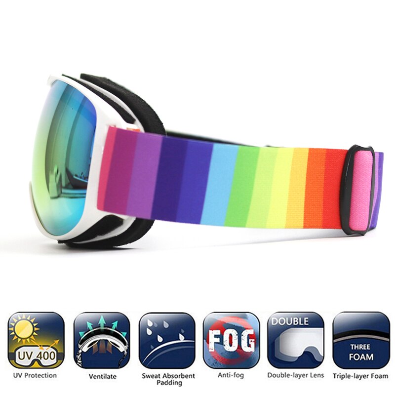 Gafas de esquí de doble lente para niños, lentes protectoras antiniebla UV400 para deportes al aire libre, esquí, Snowboard y nieve