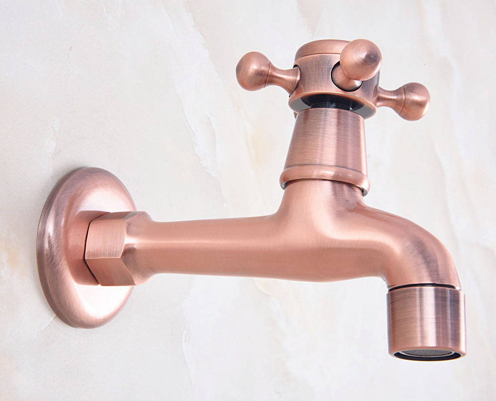 Antique Red Copper Outdoor Faucet Garden Water Tap / Mop Pool Faucet / Laundry Sink Cold Water Tap Bidcock Faucet Bav324