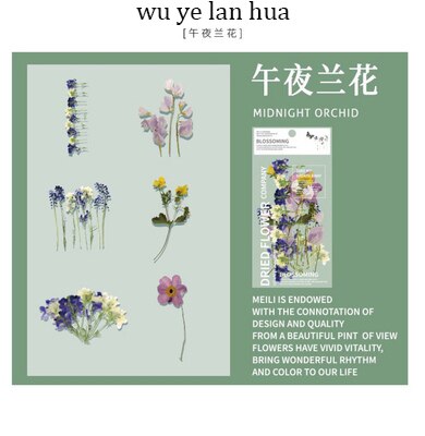 Jianwu 6 ark blomst stor klistermærke pakke plante journal klistermærke dekorative klistermærker note collage papir papirvarer: Wu ye lan hua