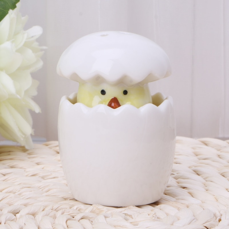 Ceramic Salt Pepper Shaker Chick Egg Style Seasoning Pot Cooking Tableware